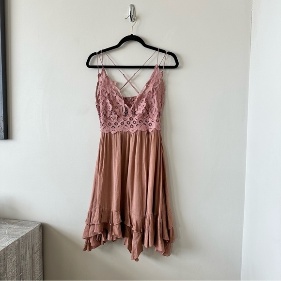 FREE PEOPLE-“One Free People” Adella Slip Mini Dress in Pink Rose (Size:Medium) - Picture 4 of 10